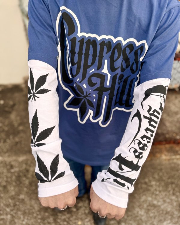 画像5: 送料無料 CYPRESS HILL / Leaf & Logo 長袖Tシャツ NAVY/WHITE (5)