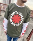 画像3: 送料無料 RED HOT CHILI PEPPERS / Classic Asterisk 長袖Tシャツ GREEN/WHITE (3)