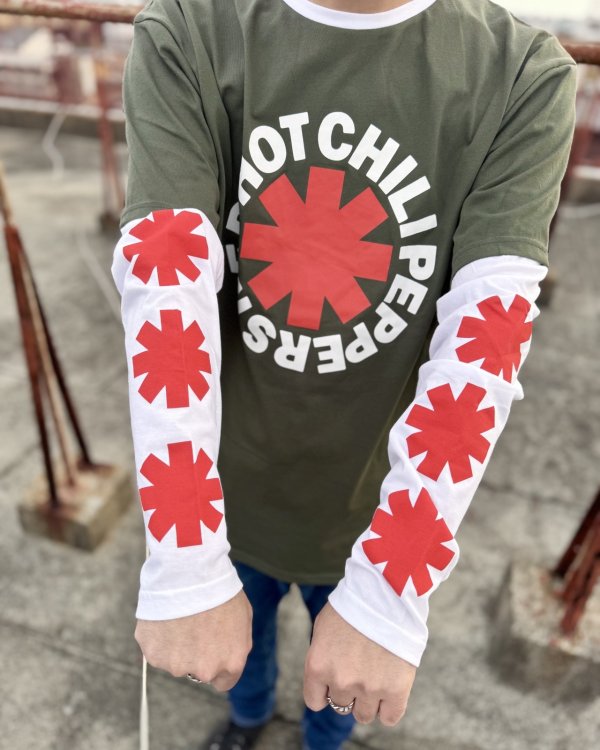 画像5: 送料無料 RED HOT CHILI PEPPERS / Classic Asterisk 長袖Tシャツ GREEN/WHITE (5)