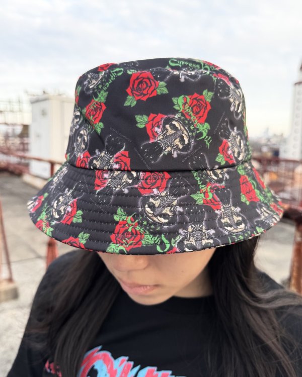 画像1: CYPRESS HILL / Skull & Roses Pattern バケットハット BLACK (1)