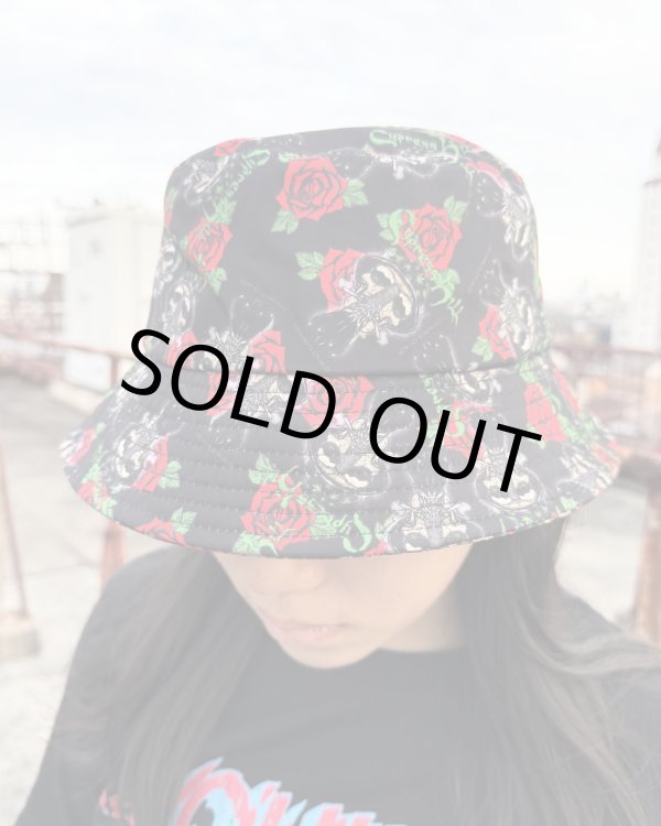 画像1: ラスト1枚で終了 CYPRESS HILL / Skull & Roses Pattern バケットハット BLACK (1)