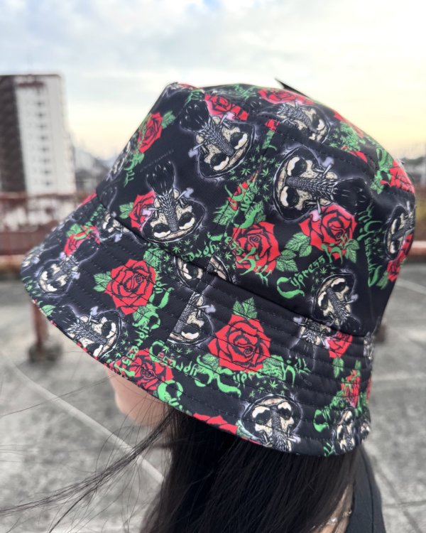 画像3: CYPRESS HILL / Skull & Roses Pattern バケットハット BLACK (3)
