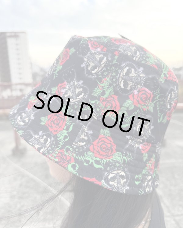 画像3: ラスト1枚で終了 CYPRESS HILL / Skull & Roses Pattern バケットハット BLACK (3)