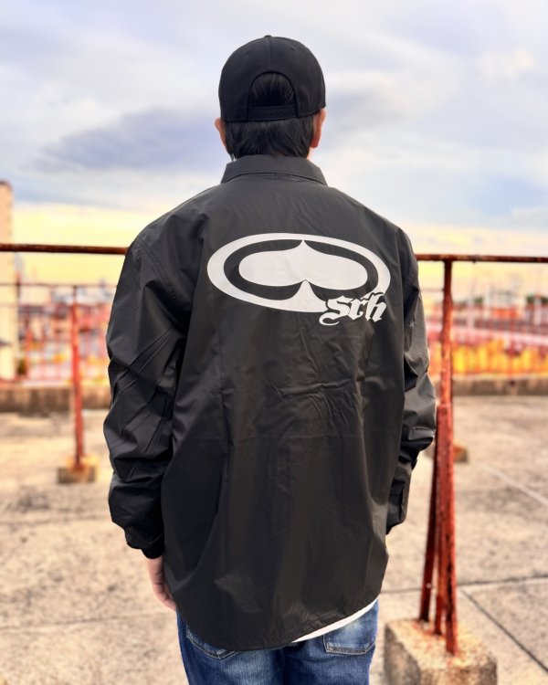 画像4: 送料無料 SRH / NEW SPADE LOGO コーチジャケット BLACK (4)