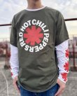 画像2: 送料無料 RED HOT CHILI PEPPERS / Classic Asterisk 長袖Tシャツ GREEN/WHITE (2)