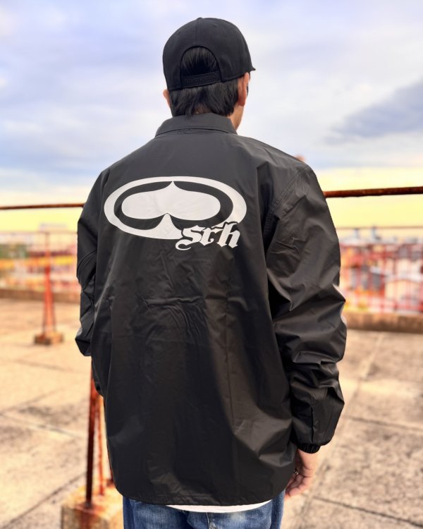 画像2: 送料無料 SRH / NEW SPADE LOGO コーチジャケット BLACK (2)
