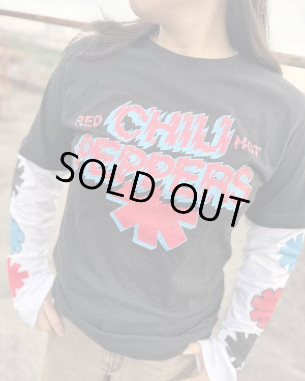 画像6: 送料無料 XLサイズラスト1枚で終了 RED HOT CHILI PEPPERS / Shock Logo 長袖Tシャツ BLACK/WHITE (6)