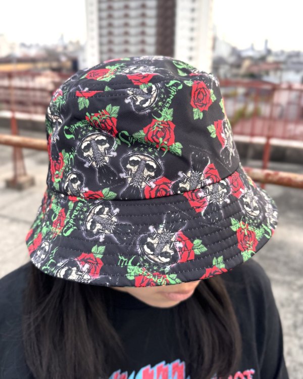 画像4: CYPRESS HILL / Skull & Roses Pattern バケットハット BLACK (4)