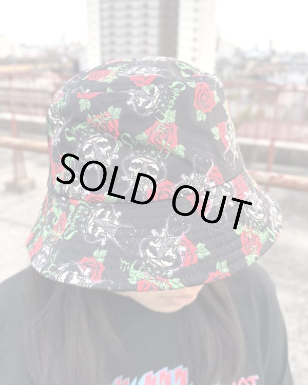 画像4: ラスト1枚で終了 CYPRESS HILL / Skull & Roses Pattern バケットハット BLACK (4)