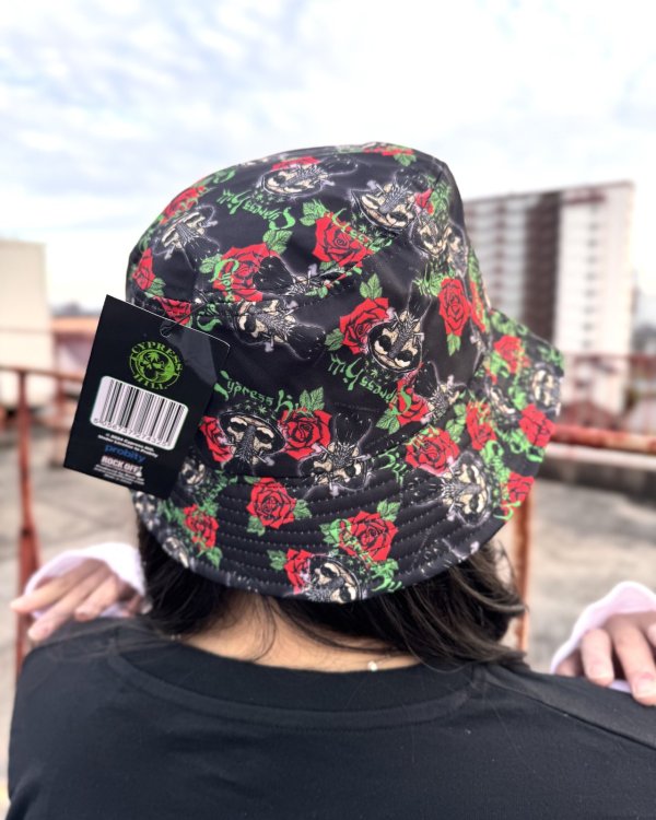画像5: CYPRESS HILL / Skull & Roses Pattern バケットハット BLACK (5)