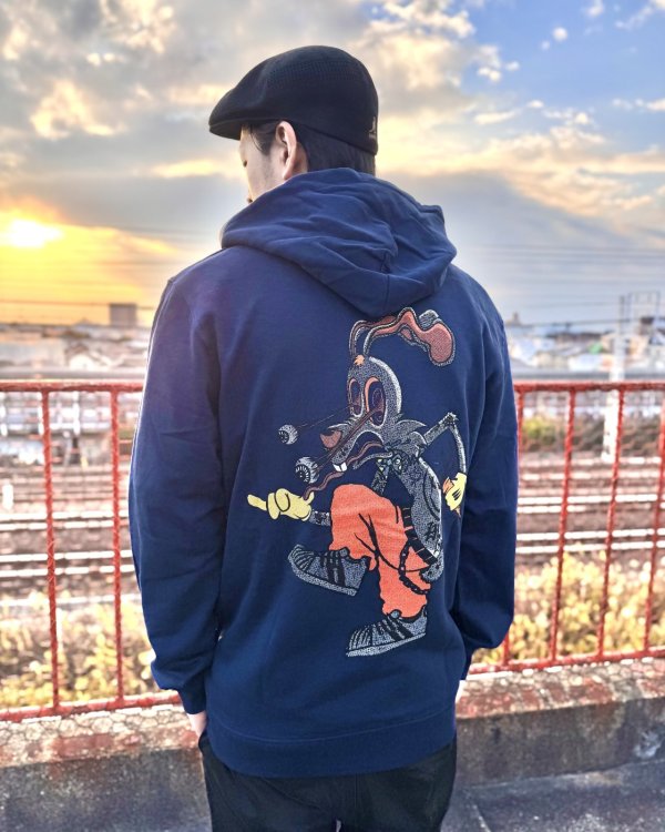 画像4: 送料無料 BLINK-182 / Roger Rabbit プルオーバーパーカー NAVY (4)