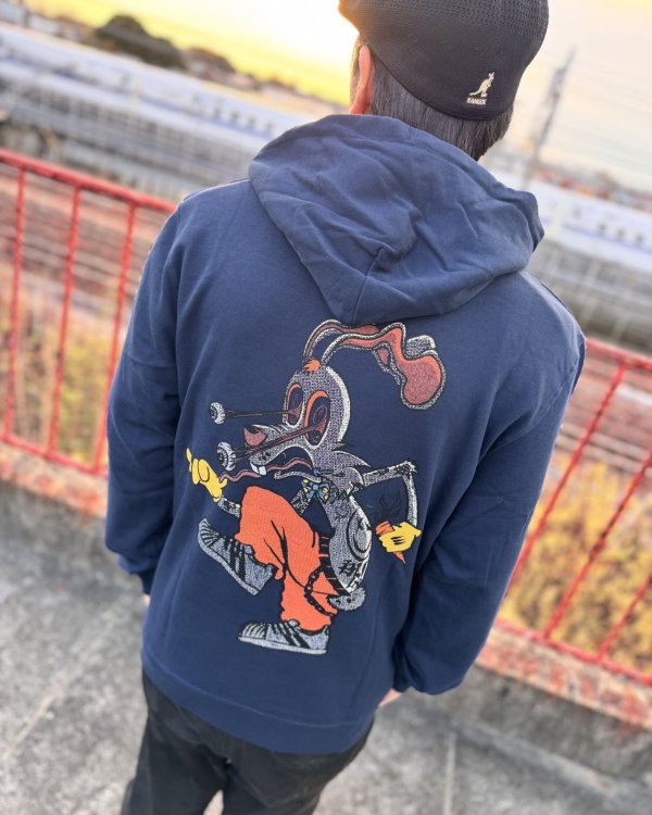 画像5: 送料無料 BLINK-182 / Roger Rabbit プルオーバーパーカー NAVY (5)