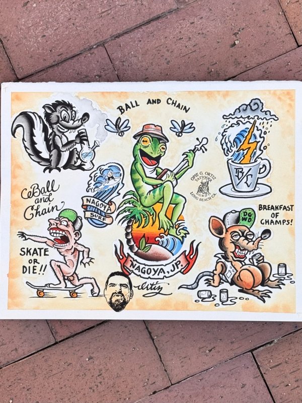 画像2: 送料無料 スペシャルアイテム OPIE ORTIZ x BALL&CHAIN Special Collaboration TATTOO FLASH POSTER A3(420mm x 297mm) (2)