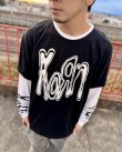 画像1: 送料無料 KORN / Metallic Logo 長袖Tシャツ BLACK / WHITE (1)