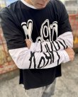 画像4: 送料無料 KORN / Metallic Logo 長袖Tシャツ BLACK / WHITE (4)