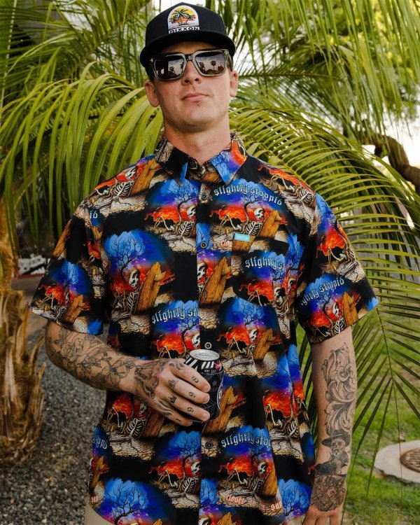 画像1: カリフォルニア買付アイテム 送料無料 SLIGHTLY STOOPID x DIXXON FLANNEL CO / Closer to the sun コラボ半袖シャツ (1)