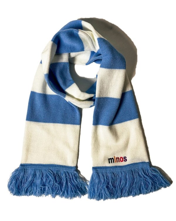 画像1: 送料無料 minos / minos STRIPE MUFFLER マフラー BLUE (1)