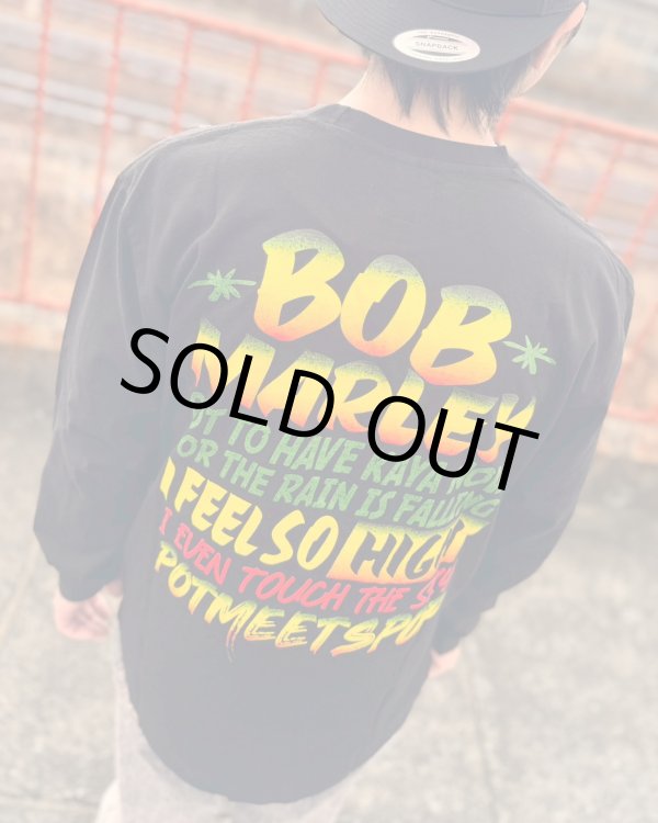 画像9: 送料無料 XLラスト1枚で終了 BOB MARLEY x POT MEETS POP /  I Feel So High 長袖Tシャツ ブラック (9)