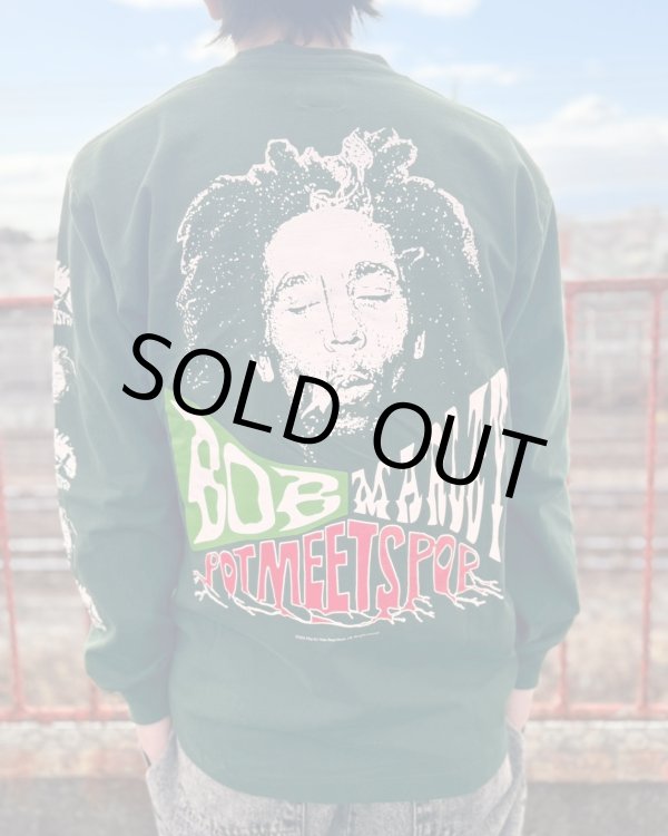 画像11: 送料無料 Lラスト1枚で終了 BOB MARLEY x POT MEETS POP / Uprising 長袖Tシャツ フォレストグリーン (11)