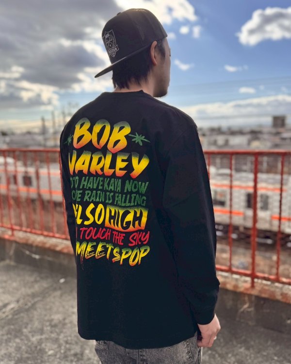 画像8: 送料無料 XLラスト3枚で終了 BOB MARLEY x POT MEETS POP /  I Feel So High 長袖Tシャツ ブラック (8)