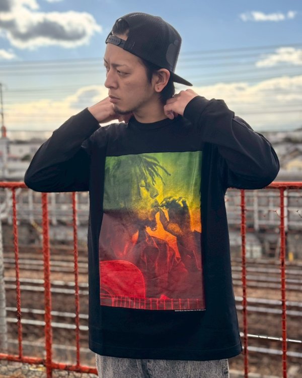 画像2: 送料無料 XLラスト3枚で終了 BOB MARLEY x POT MEETS POP /  I Feel So High 長袖Tシャツ ブラック (2)