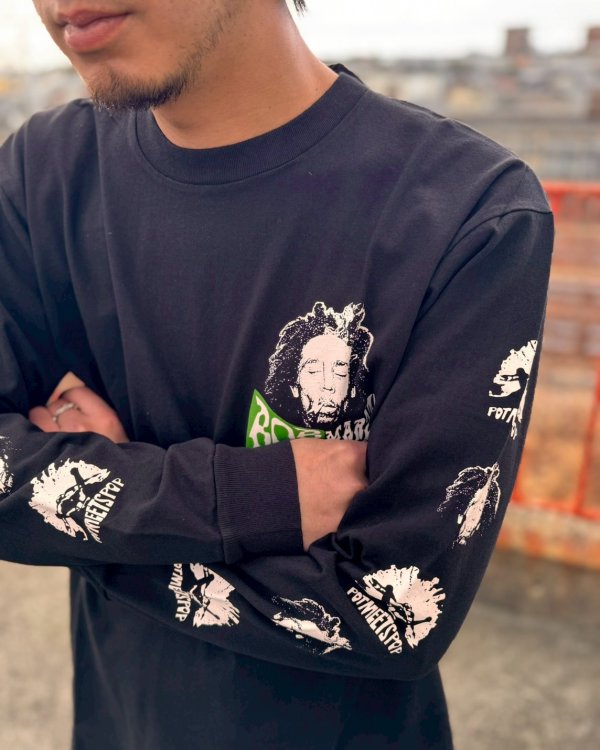 画像5: 送料無料 XLラスト3枚で終了 BOB MARLEY x POT MEETS POP / Uprising 長袖Tシャツ ブラック (5)