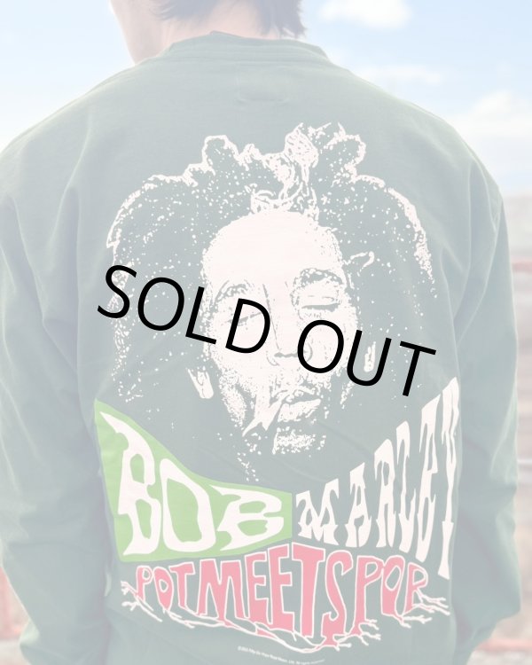 画像12: 送料無料 Lラスト1枚で終了 BOB MARLEY x POT MEETS POP / Uprising 長袖Tシャツ フォレストグリーン (12)