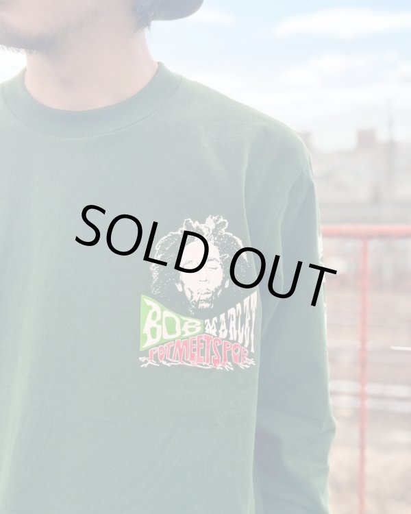 画像4: 送料無料 Lラスト1枚で終了 BOB MARLEY x POT MEETS POP / Uprising 長袖Tシャツ フォレストグリーン (4)
