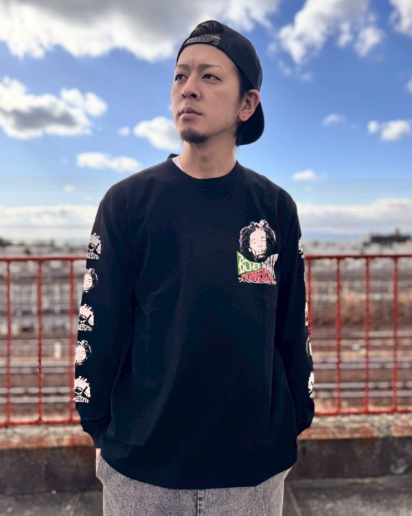 画像1: 送料無料 XLラスト3枚で終了 BOB MARLEY x POT MEETS POP / Uprising 長袖Tシャツ ブラック (1)