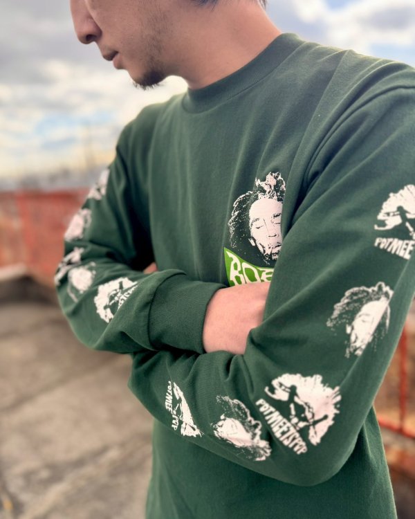 画像8: 送料無料 Lラスト1枚で終了 BOB MARLEY x POT MEETS POP / Uprising 長袖Tシャツ フォレストグリーン (8)