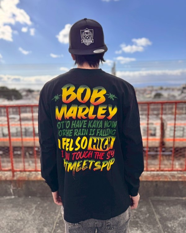 画像6: 送料無料 XLラスト3枚で終了 BOB MARLEY x POT MEETS POP /  I Feel So High 長袖Tシャツ ブラック (6)