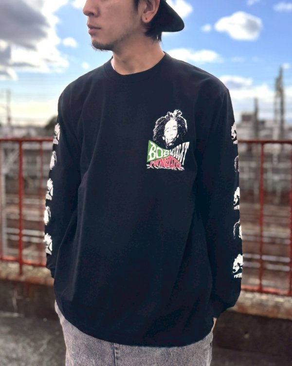 画像2: 送料無料 XLラスト3枚で終了 BOB MARLEY x POT MEETS POP / Uprising 長袖Tシャツ ブラック (2)