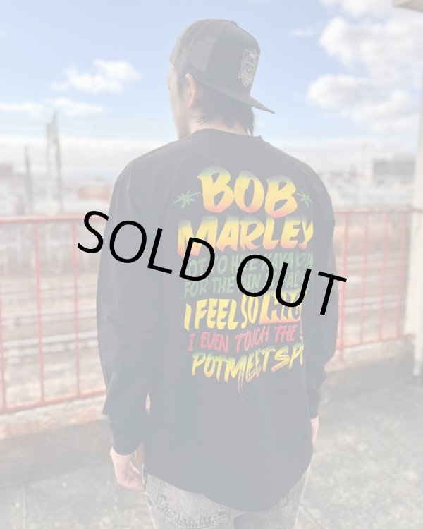 画像7: 送料無料 XLラスト1枚で終了 BOB MARLEY x POT MEETS POP /  I Feel So High 長袖Tシャツ ブラック (7)