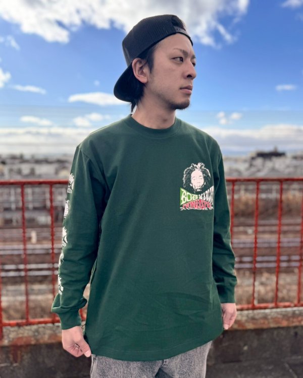画像3: 送料無料 Lラスト1枚で終了 BOB MARLEY x POT MEETS POP / Uprising 長袖Tシャツ フォレストグリーン (3)