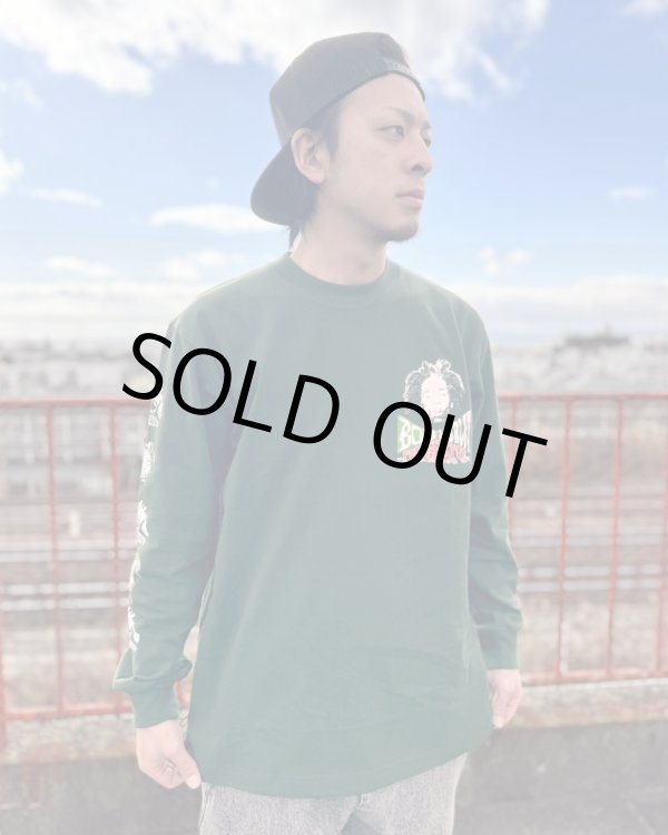 画像3: 送料無料 Lラスト1枚で終了 BOB MARLEY x POT MEETS POP / Uprising 長袖Tシャツ フォレストグリーン (3)