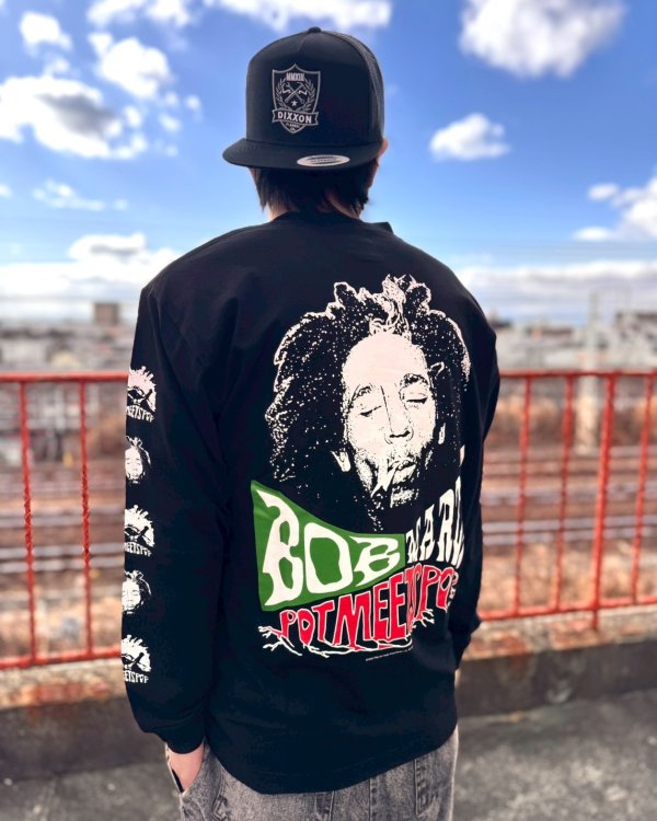 画像9: 送料無料 XLラスト3枚で終了 BOB MARLEY x POT MEETS POP / Uprising 長袖Tシャツ ブラック (9)