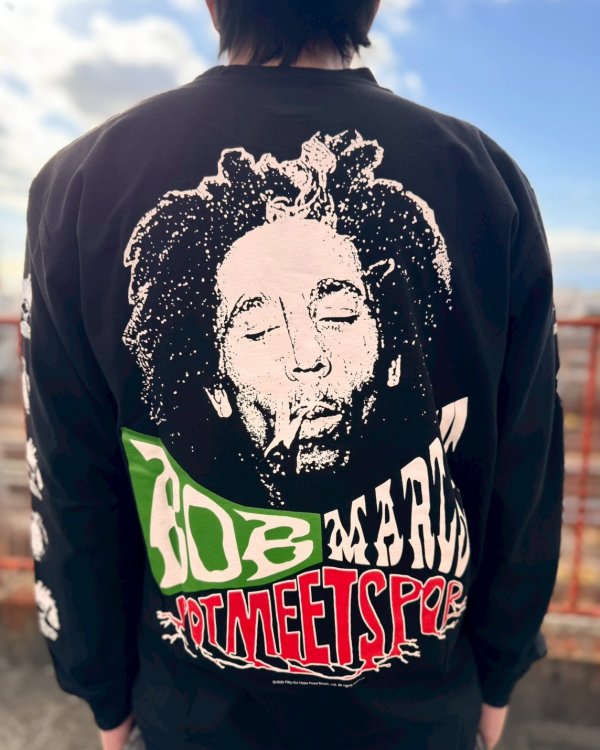 画像12: 送料無料 XLラスト3枚で終了 BOB MARLEY x POT MEETS POP / Uprising 長袖Tシャツ ブラック (12)