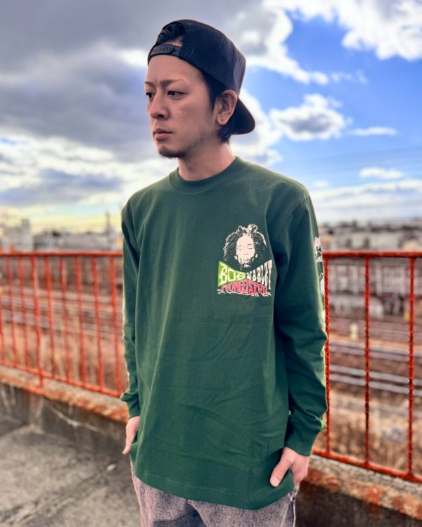 画像2: 送料無料 Lラスト1枚で終了 BOB MARLEY x POT MEETS POP / Uprising 長袖Tシャツ フォレストグリーン (2)