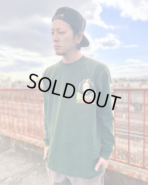画像2: 送料無料 Lラスト1枚で終了 BOB MARLEY x POT MEETS POP / Uprising 長袖Tシャツ フォレストグリーン (2)
