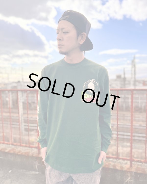 画像1: 送料無料 Lラスト1枚で終了 BOB MARLEY x POT MEETS POP / Uprising 長袖Tシャツ フォレストグリーン (1)