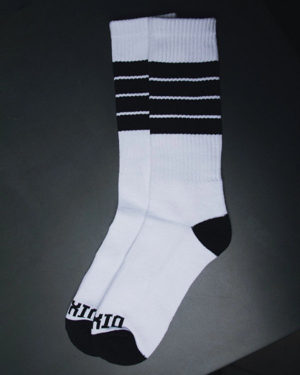 画像1: DIXXON FLANNEL CO / Athletic Stripes Premium クルーソックス WHITE / BLACK (1)