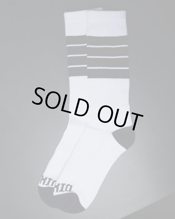 画像1: ラスト1足で終了 DIXXON FLANNEL CO / Athletic Stripes Premium クルーソックス WHITE / BLACK (1)