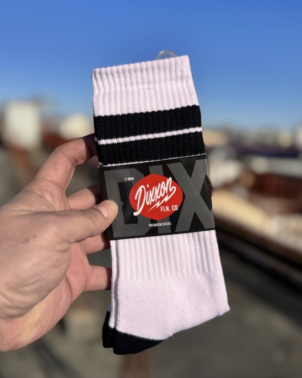 画像2: DIXXON FLANNEL CO / Athletic Stripes Premium クルーソックス WHITE / BLACK (2)