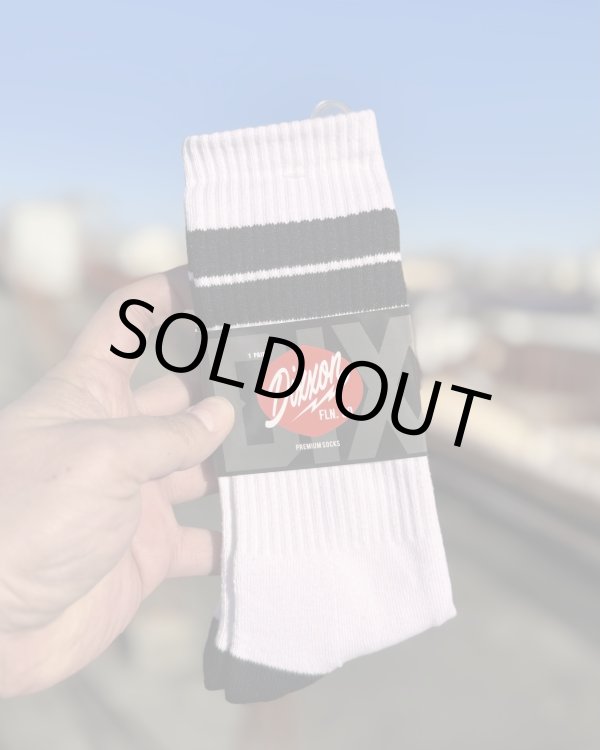 画像2: ラスト1足で終了 DIXXON FLANNEL CO / Athletic Stripes Premium クルーソックス WHITE / BLACK (2)