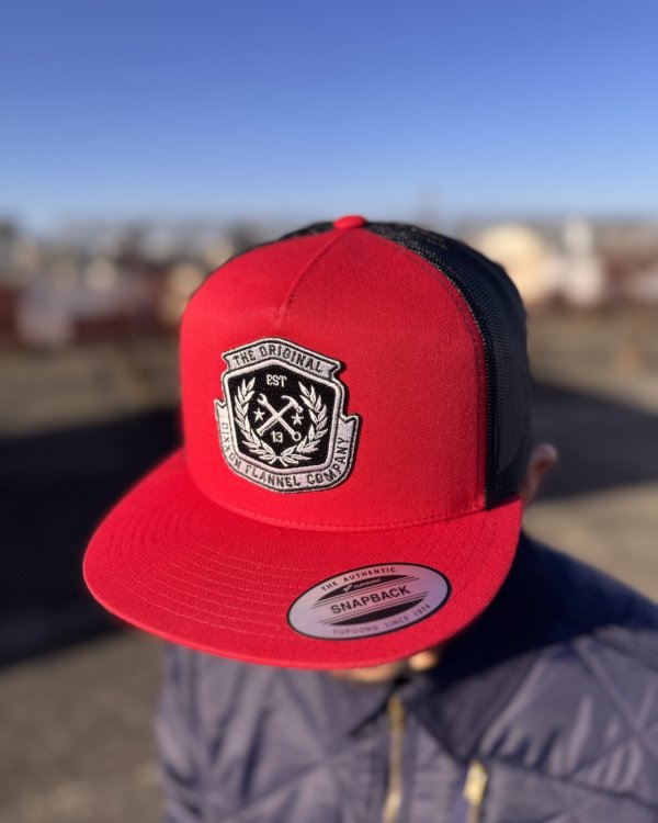 画像4: 送料無料 DIXXON FLANNEL CO / Flat Bill Trucker スナップバックキャップ RED / BLACK (4)