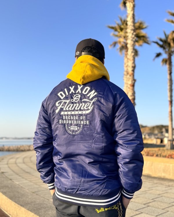 画像3: 送料無料 DIXXON FLANNEL CO / PASTIME 中綿ナイロン スタジアムジャケット BLUE (3)