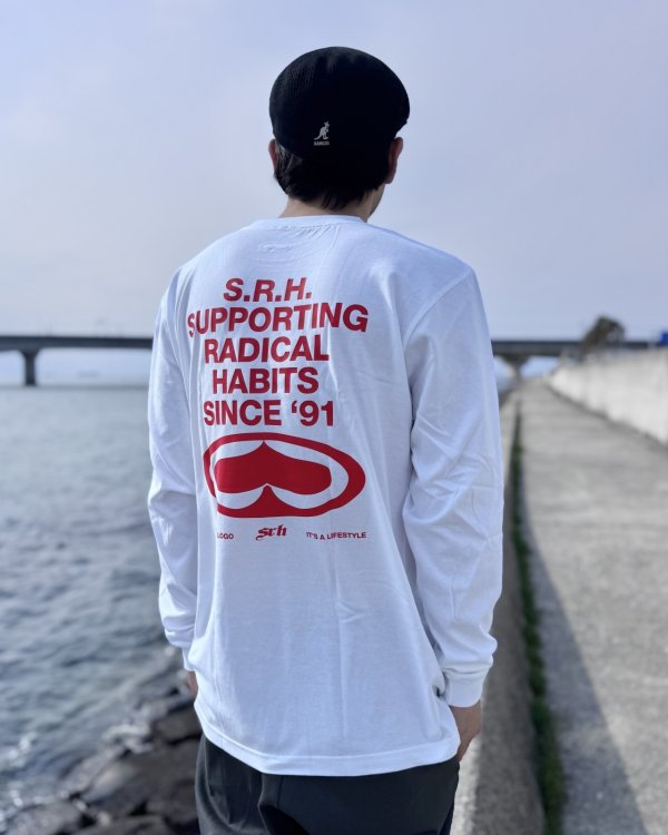 画像1: Mサイズラスト1枚で終了 SRH / Since 91 長袖Tシャツ WHITE (1)