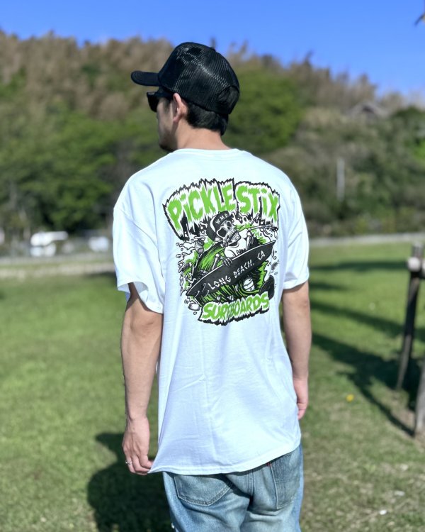 画像3: 送料無料 BALL&CHAIN別注 PICKLE STIX SURFBOARDS / Biohazard Tシャツ ホワイト (3)