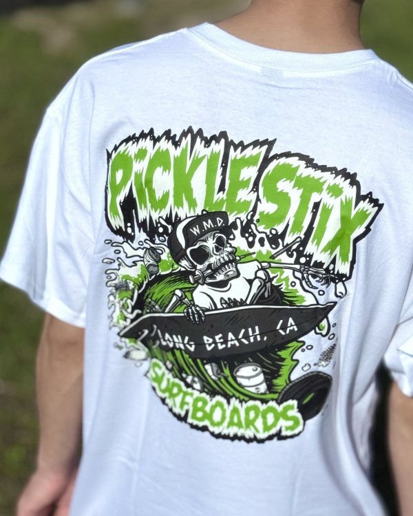画像6: 送料無料 BALL&CHAIN別注 PICKLE STIX SURFBOARDS / Biohazard Tシャツ ホワイト (6)