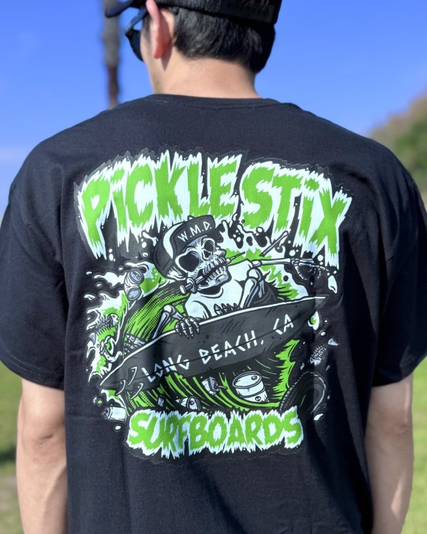画像5: 送料無料 BALL&CHAIN別注 PICKLE STIX SURFBOARDS / Biohazard Tシャツ ブラック (5)